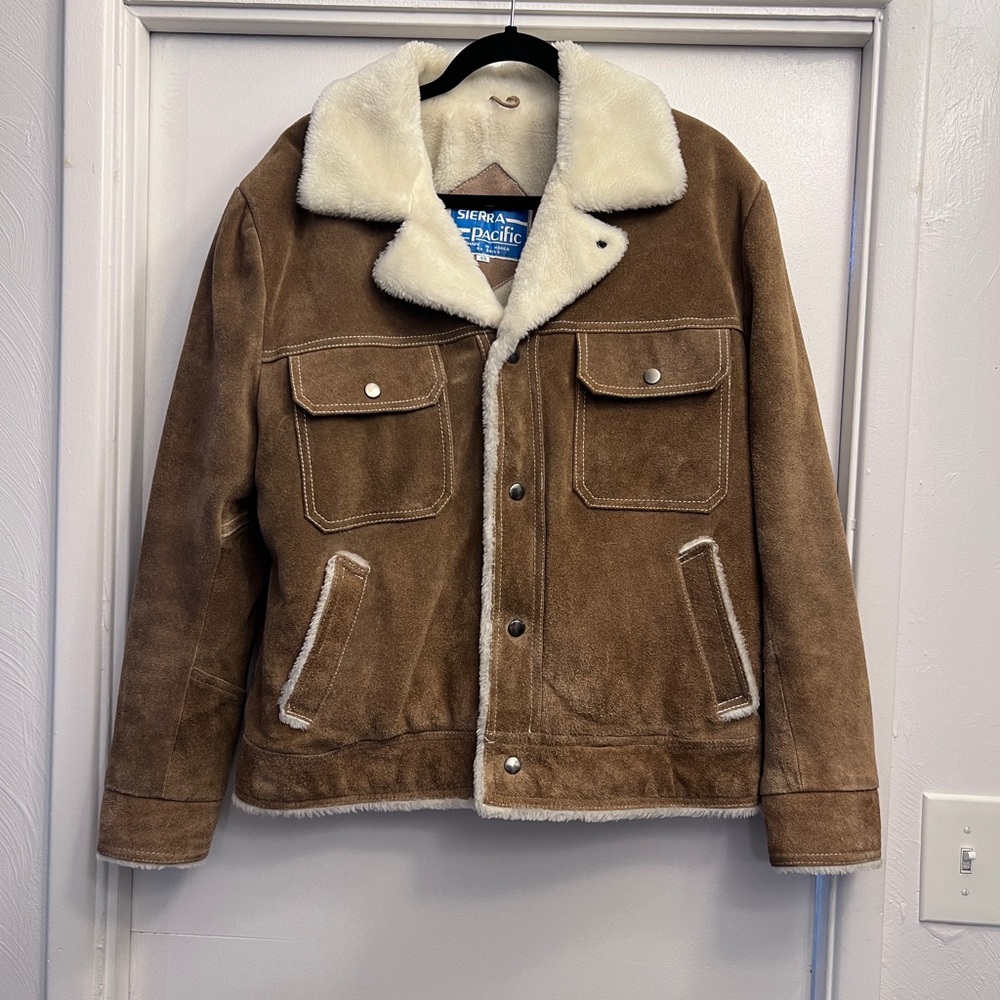 Vintage Sierra Pacific Suede Trucker Jacket Size 44